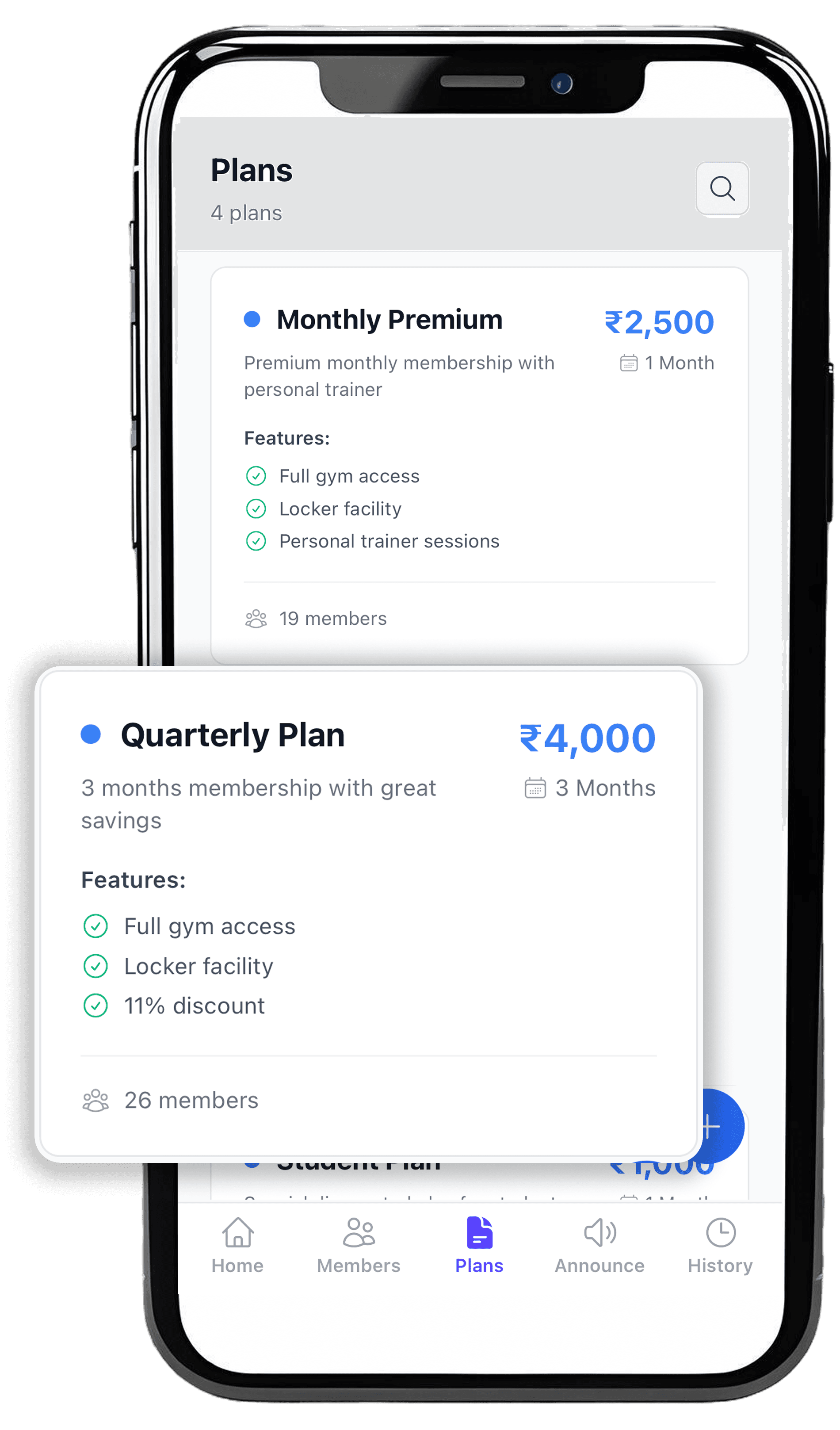 Manage Plans and assign it to members